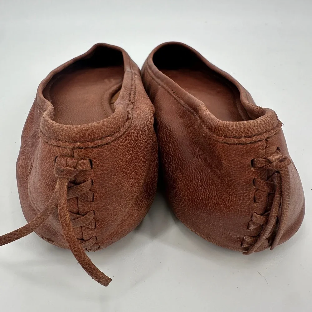 Frye Regina Pointed Toe Ballet Flats Cognac Brown Leather Womens 8.5